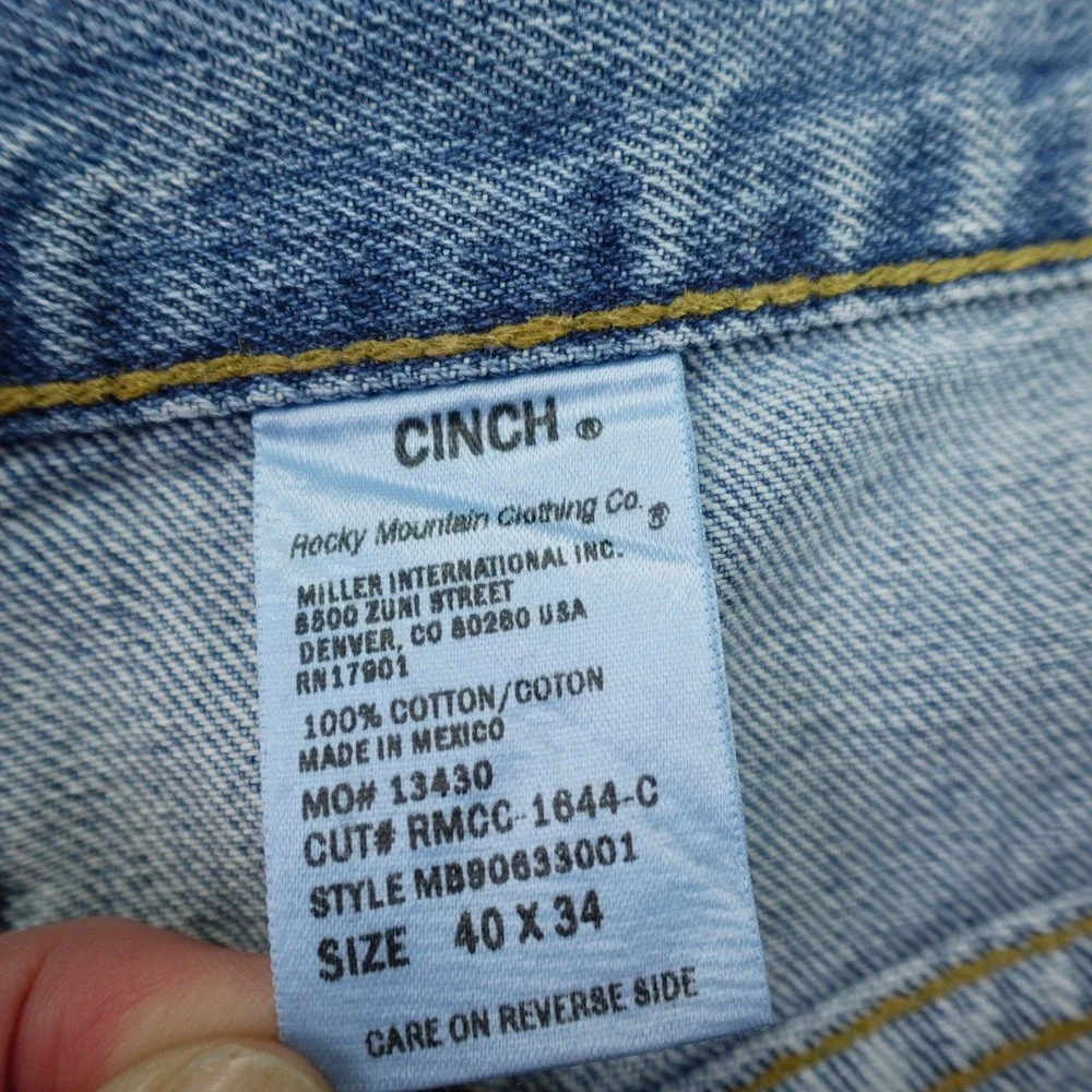 Cinch Jeans Mens 40x34 Blue Western Relaxed Straight Cowboy Denim